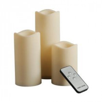 Battery Operated Bisque Resin Candle Set with Remote (3-Piece)