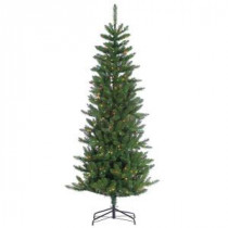 7 ft. Pre-Lit Narrow Augusta Pine Artificial Christmas Tree with Multi Lights