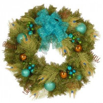 Decorative Collection Peacock 24 in. Artificial Wreath
