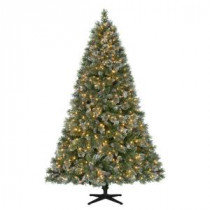7.5 ft. Pre-Lit LED Sparkling Pine Quick-Set Artificial Christmas Tree with Warm White Lights and Pinecones