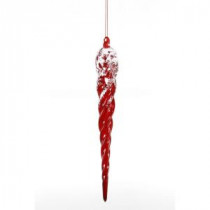 Classic Christmas Collection 13 in. Glass Twist Icicle with Snow Ornament (6-Pack)