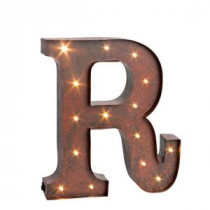12 in. H "R" Rustic Brown Metal LED Lighted Letter