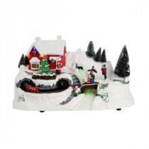 12 in. North Pole Christmas Scene with Santa&#39,s House and Animated Train