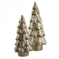 12.5 in. to 16 in. Silver Paper Pulp Evergreen Trees (Set of 2)