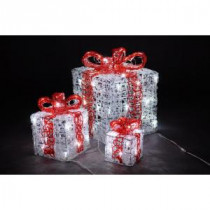 10 in. 66 White LED Decorative Gift Box Set (3-Count)