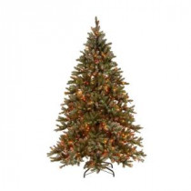 9 ft. Pre-Lit Snowy Pine Artificial Christmas Tree with Pinecones and Multi-Color Lights