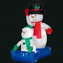 43.31 in. L x 27.56 in. W x 48.03 in. H Inflatable Father Snowman and Child