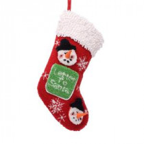 19 in. Polyester/Acrylic Hooked Christmas Stocking with Snowmen