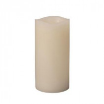 6 in. H Bisque, Vanilla Scent Faux Blackened Wick LED Wax Timer Candle-42970 206504456