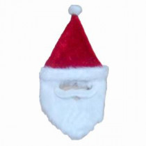 26 in. Plush Holiday Red Santa Hat with Faux Mustache and Beard
