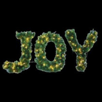 24 in. Pre-Lit LED Joy Decorated Letter Shape Artificial Christmas Decor with 90 Lights