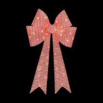 36 in. Pre-Lit Red/White Striped Tinsel Bow
