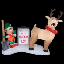 72 in. W x 35 in. D x 58 in. H Inflatable Reindeer Clean Up Scene