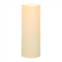 12 in. Bisque Pillar Outdoor Resin LED Timer Candle