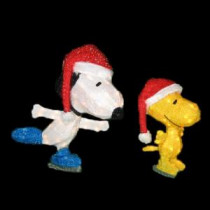 26 in. Pre-lit LED 3D Skating Snoopy and Woodstock