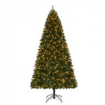 9 ft. Pre-Lit LED Wesley Spruce Quick-Set Artificial Christmas Tree with Warm White Lights