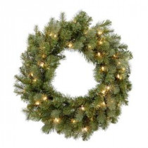 26 in. Pre-Lit Feel-Real Downswept Douglas Fir Artificial Christmas Wreath with Clear Lights