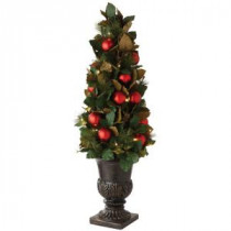 4 ft. Pre-Lit Artificial Christmas Tree with Magnolias and Ornaments