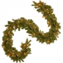 9 ft. Feel-Real Down Swept Douglas Fir Garland with 100 Clear Lights