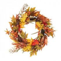 24 in. Fall Leaf and Berry Artificial Wreath