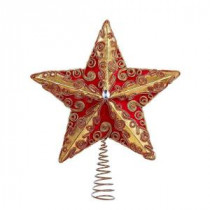13.5 in. Red and Gold Velour and Lame Star Tree Topper