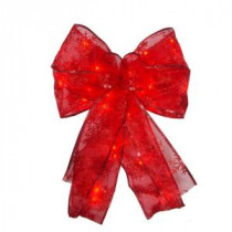 9 in. Red LED Ribbon Bow Tree Topper (3 per Carton)