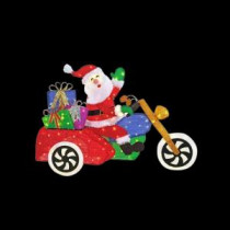 55 in. 160-Light LED Tinsel Santa with Motor Cycle