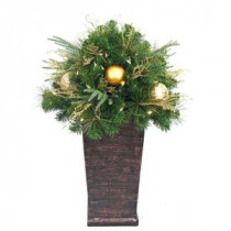 36 in. Valenzia Artificial Topiary with Resin Pot and 50 Battery-Operated LED Lights
