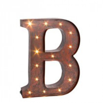 12 in. H "B" Rustic Brown Metal LED Lighted Letter