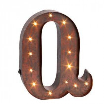 12 in. H "Q" Rustic Brown Metal LED Lighted Letter