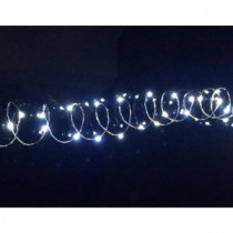 20-Light Cool White LED Battery Operated String Light with 3.4 ft. Silver Wire
