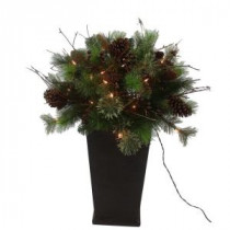 3 ft. Pre-Lit Mixed Pine Artificial Christmas Topiary Shrub with Clear Lights