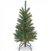 3 ft. Kingswood Fir Wrapped Pencil Artificial Christmas Tree with Multicolor Lights