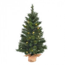 3 ft. Pre-Lit Green Pine Artificial Christmas Tree