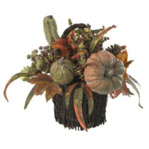 15 in. Fall Pumpkin and Berry Artificial Table Arrangement
