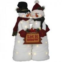 25 in. LED Snowman Couple with Sign