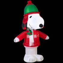 23.62 in. W x 22.84 in. D x 42.13 in. H Lighted Inflatable Snoopy in Winter Wear