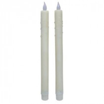 11 in. H Bisque Battery Operated Drip Taper Candle (2-Piece)