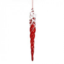 Classic Christmas Collection 10.75 in. Glass Twist Icicle with Snow Ornament (6-Pack)