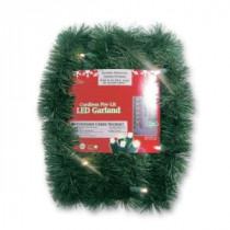 Micro Mini 18 ft. Pre-Lit LED Battery Operated Pine Garland with Warm White Lights