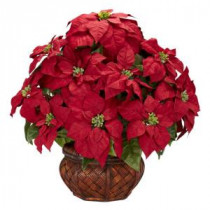 22.0 in. H Red Poinsettia with Decorative Planter Silk Arrangement