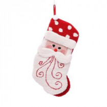 20 in. Polyester/Acrylic Hooked 3D Santa Christmas Stocking