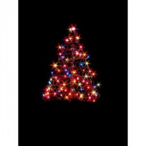2 ft. Indoor/Outdoor Pre-Lit Incandescent Artificial Christmas Tree with Green Frame and 100 Multi-Color Lights