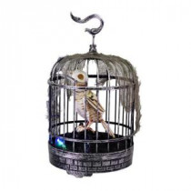 10 in. Animated Talking Zombie Bird in Cage with LED Illumination