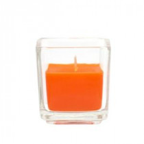 2 in. Orange Square Glass Votive Candles (12-Box)