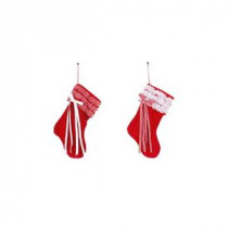 Chalet Collection 6 in. Ruffled Stocking Ornament Assortment (2-Pack)