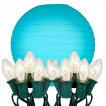 10 in. 10-Light Turquoise Paper Lantern String Lights