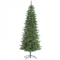 7.5 ft. Pre-Lit Narrow Augusta Pine Artificial Christmas Tree with Multi-Color Lights