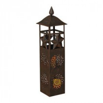 32.5 in. H Designer Metal Floor Lantern with 2 Battery Operated LED Candles
