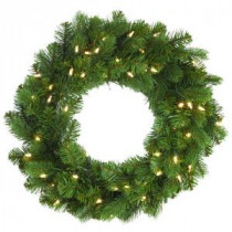 24 in. LED Pre-Lit Downswept Douglas Fir Artificial Christmas Wreath